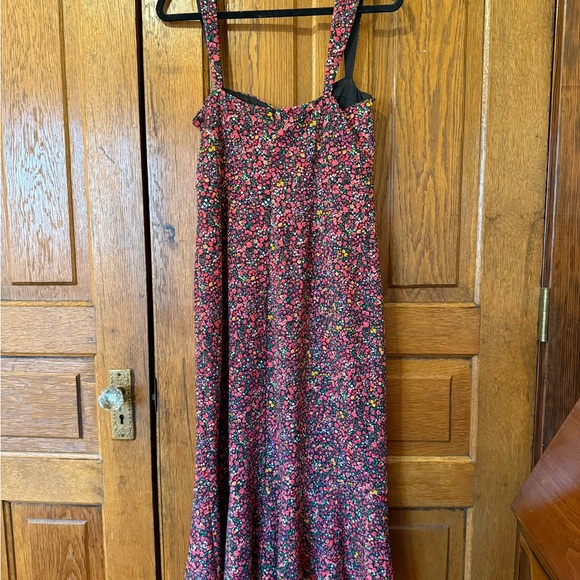 Anthropologie Hutch Size M Pink Floral Sweetheart Neck Sleeveless Midi Dress - Picture 4 of 9
